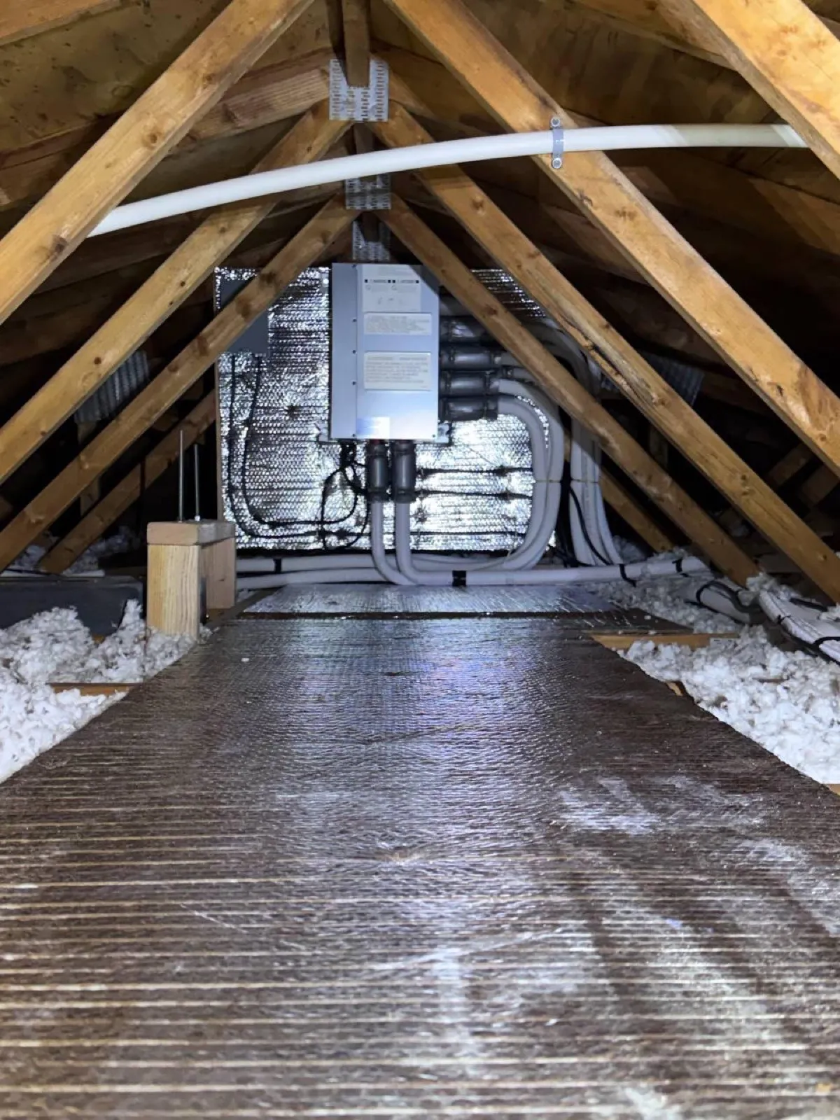 Attic ductwork ready for cleaning